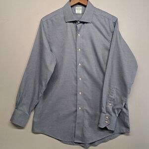 Brooks Brothers Mens 16.5-34 Blue Check Milano Non Iron Stretch Shirt Supima